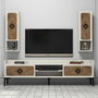 Hanah Home Samba Mueble para TV Nogal y Crema con Estantes de Pared
